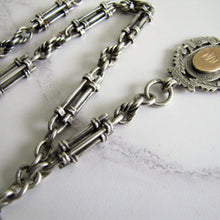 Cargar imagen en el visor de la galería, Victorian Scottish Silver Pocket Watch Chain, Highland Fob. - MercyMadge