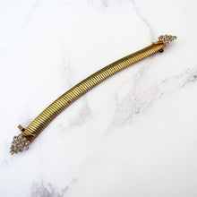 Charger l'image dans la galerie, Art Deco Gold Paste Diamond Snake Necklace. Egyptian Revival Stylized Two Head Snake Choker. 1930s Omega Chain Dog Collar Necklace.