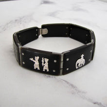 Charger l'image dans la galerie, Art Deco Sterling Silver Pique & Tortoiseshell Bracelet - MercyMadge