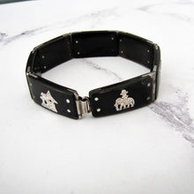 Charger l'image dans la galerie, Art Deco Sterling Silver Pique & Tortoiseshell Bracelet - MercyMadge