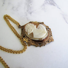 Lade das Bild in den Galerie-Viewer, Antique Cameo Pendant Necklace. Rose Gold Edwardian Cameo Pendant On Chain. - MercyMadge