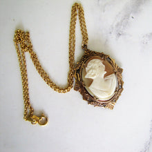 Lade das Bild in den Galerie-Viewer, Antique Cameo Pendant Necklace. Rose Gold Edwardian Cameo Pendant On Chain. - MercyMadge