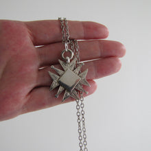 画像をギャラリービューアに読み込む, Vintage Engraved Silver Maltese Cross Fob Pendant On Chain. - MercyMadge