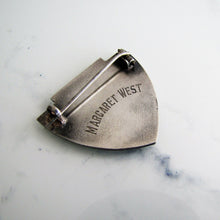 Cargar imagen en el visor de la galería, Art Nouveau Silver Shield Brooch, Stylised Moth - MercyMadge