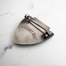 Cargar imagen en el visor de la galería, Art Nouveau Silver Shield Brooch, Stylised Moth - MercyMadge