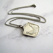Lade das Bild in den Galerie-Viewer, Vintage Silver Pigeon Fob Pendant On Chain. - MercyMadge