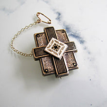 Cargar imagen en el visor de la galería, Antique Victorian 9ct Gold & Enamel Mourning Brooch. Engraved E.C. Morgan, Class Of 1865. - MercyMadge