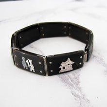 Charger l'image dans la galerie, Art Deco Sterling Silver Pique & Tortoiseshell Bracelet - MercyMadge