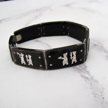 Charger l'image dans la galerie, Art Deco Sterling Silver Pique & Tortoiseshell Bracelet - MercyMadge