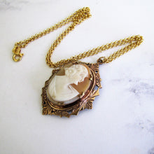 Lade das Bild in den Galerie-Viewer, Antique Cameo Pendant Necklace. Rose Gold Edwardian Cameo Pendant On Chain. - MercyMadge
