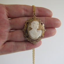 Lade das Bild in den Galerie-Viewer, Antique Cameo Pendant Necklace. Rose Gold Edwardian Cameo Pendant On Chain. - MercyMadge