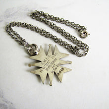 画像をギャラリービューアに読み込む, Vintage Engraved Silver Maltese Cross Fob Pendant On Chain. - MercyMadge