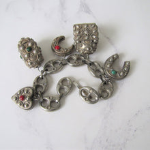 Cargar imagen en el visor de la galería, 1930s Peruzzi Silver Bracelet, Italy. Vintage Etruscan Fob Charm Bracelet. - MercyMadge