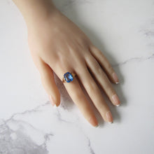 Load image into Gallery viewer, Art Deco Blue Zircon Ring, 9ct Gold. - MercyMadge