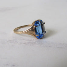 Load image into Gallery viewer, Art Deco Blue Zircon Ring, 9ct Gold. - MercyMadge