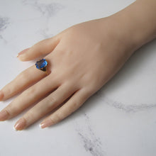 Load image into Gallery viewer, Art Deco Blue Zircon Ring, 9ct Gold. - MercyMadge