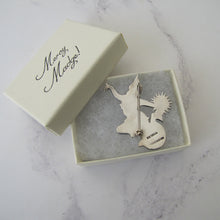 Load image into Gallery viewer, Vintage Siam Nielloware Dancing Goddess Brooch. Black Enamel & Sterling Silver Brooch, Mekkala Goddess of Lightning