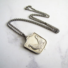 Lade das Bild in den Galerie-Viewer, Vintage Silver Pigeon Fob Pendant On Chain. - MercyMadge
