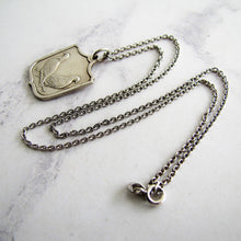 Lade das Bild in den Galerie-Viewer, Vintage Silver Pigeon Fob Pendant On Chain. - MercyMadge