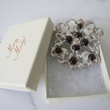 Cargar imagen en el visor de la galería, Massive Austro Hungarian 950 Silver & Garnet Victorian Brooch. - MercyMadge
