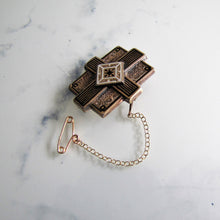 Cargar imagen en el visor de la galería, Antique Victorian 9ct Gold & Enamel Mourning Brooch. Engraved E.C. Morgan, Class Of 1865. - MercyMadge