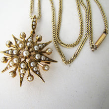 Cargar imagen en el visor de la galería, Victorian 15ct Gold Pearl Star Pendant Necklace. - MercyMadge