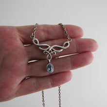 Cargar imagen en el visor de la galería, Vintage Celtic Silver & Blue Topaz Necklace. Rennie Mackintosh, Art Nouveau Style - MercyMadge