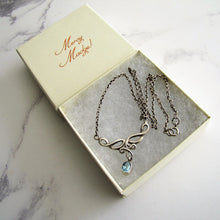 Cargar imagen en el visor de la galería, Vintage Celtic Silver & Blue Topaz Necklace. Rennie Mackintosh, Art Nouveau Style - MercyMadge
