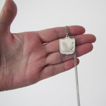 Lade das Bild in den Galerie-Viewer, Vintage Silver Pigeon Fob Pendant On Chain. - MercyMadge