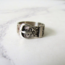 Load image into Gallery viewer, Engraved Scottish Silver Celtic Buckle Ring - MercyMadge