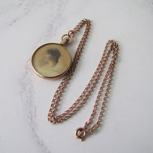 Cargar imagen en el visor de la galería, Antique 9ct Rose Gold Locket Necklace. Edwardian Portrait Locket, Chester Hallmarks. - MercyMadge