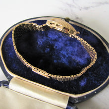 Cargar imagen en el visor de la galería, Art Deco 14K Gold, Diamond & Sapphire Hidden Watch Bracelet. - MercyMadge