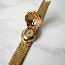 Cargar imagen en el visor de la galería, Art Deco 14K Gold, Diamond & Sapphire Hidden Watch Bracelet. - MercyMadge