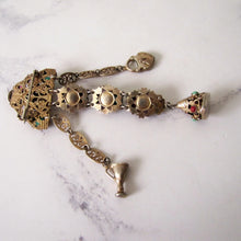 Charger l'image dans la galerie, Antique Austro Hungarian Gold Gilt & Paste Chatelaine Brooch. - MercyMadge