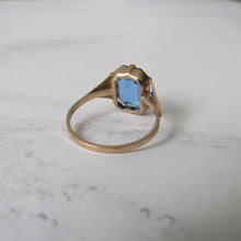 Load image into Gallery viewer, Art Deco Blue Zircon Ring, 9ct Gold. - MercyMadge