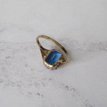 Load image into Gallery viewer, Art Deco Blue Zircon Ring, 9ct Gold. - MercyMadge