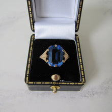 Load image into Gallery viewer, Art Deco Blue Zircon Ring, 9ct Gold. - MercyMadge