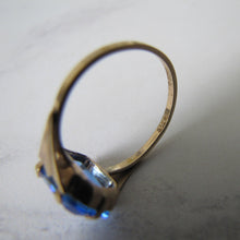 Load image into Gallery viewer, Art Deco Blue Zircon Ring, 9ct Gold. - MercyMadge