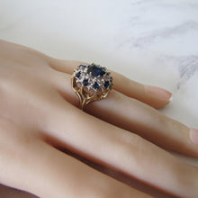 Cargar imagen en el visor de la galería, 1970's 9ct Gold Sapphire & White Spinel Ring - MercyMadge