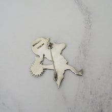 Load image into Gallery viewer, Vintage Siam Nielloware Dancing Goddess Brooch. Black Enamel & Sterling Silver Brooch, Mekkala Goddess of Lightning