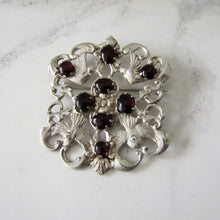Cargar imagen en el visor de la galería, Massive Austro Hungarian 950 Silver & Garnet Victorian Brooch. - MercyMadge