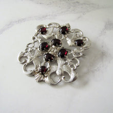 Cargar imagen en el visor de la galería, Massive Austro Hungarian 950 Silver & Garnet Victorian Brooch. - MercyMadge