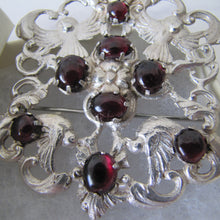 Cargar imagen en el visor de la galería, Massive Austro Hungarian 950 Silver & Garnet Victorian Brooch. - MercyMadge
