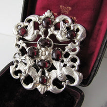Cargar imagen en el visor de la galería, Massive Austro Hungarian 950 Silver & Garnet Victorian Brooch. - MercyMadge