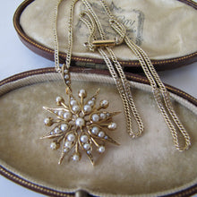 Cargar imagen en el visor de la galería, Victorian 15ct Gold Pearl Star Pendant Necklace. - MercyMadge