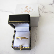 Load image into Gallery viewer, Mens 9ct Gold CZ Wishbone Ring. - MercyMadge