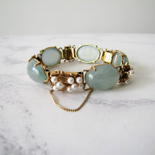 Cargar imagen en el visor de la galería, Mings Of Honolulu 14K Gold Jade And Pearl Bracelet. - MercyMadge