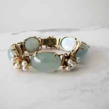 Cargar imagen en el visor de la galería, Mings Of Honolulu 14K Gold Jade And Pearl Bracelet. - MercyMadge