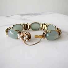 Cargar imagen en el visor de la galería, Mings Of Honolulu 14K Gold Jade And Pearl Bracelet. - MercyMadge