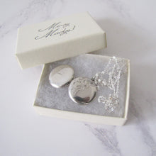 Load image into Gallery viewer, Vintage Sterling Silver Locket Necklace, Engraved Ferns. - MercyMadge